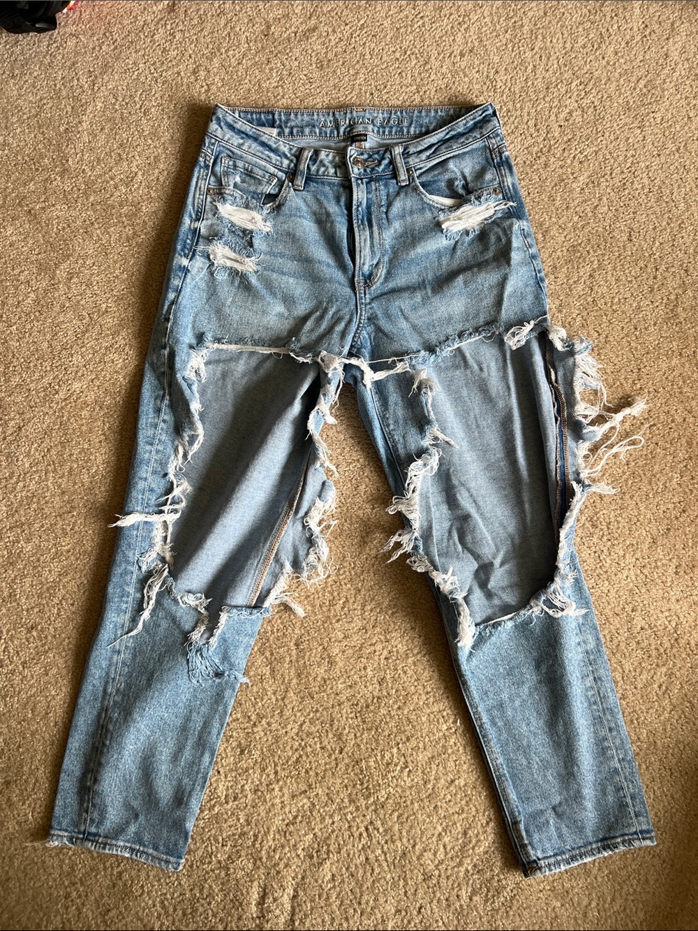 American Apparel Light Blue Distressed Ripped Jeans